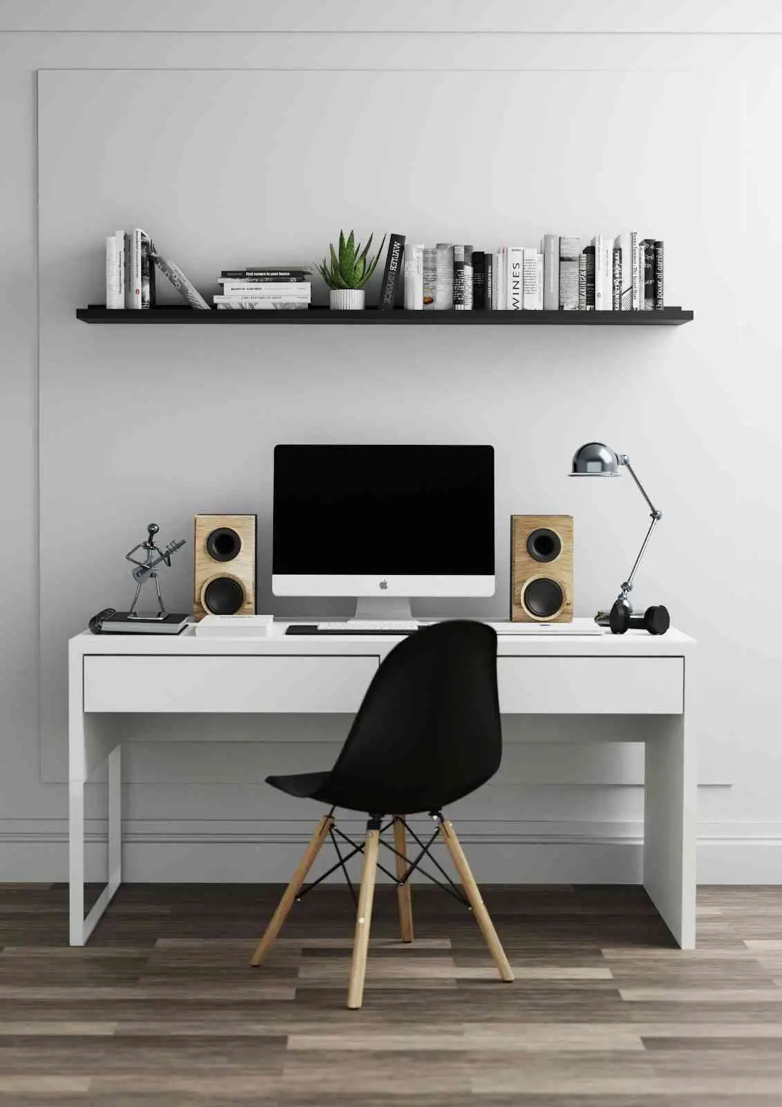 white study table design