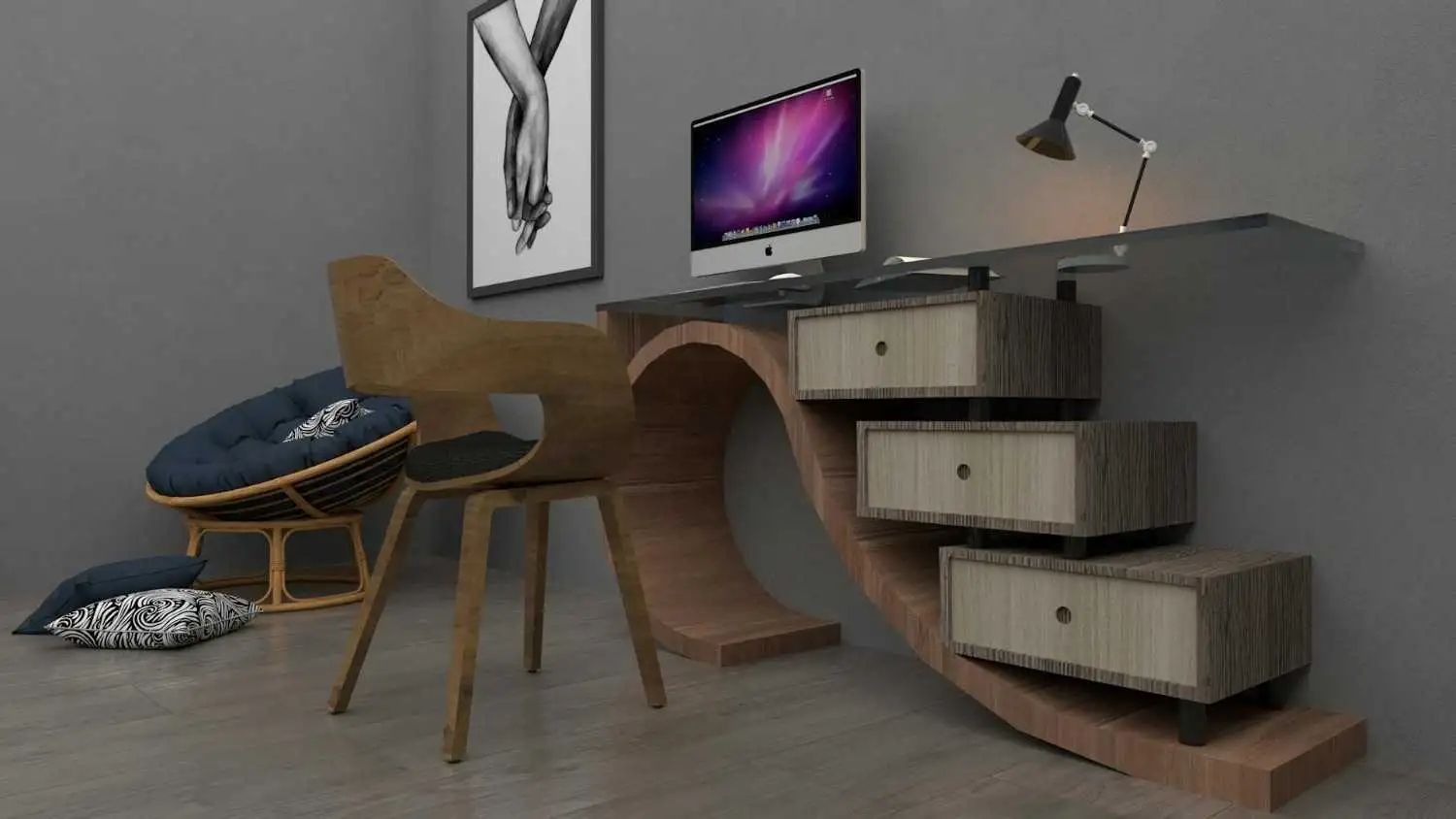 wooden study table design